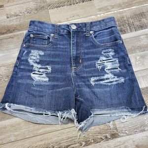 American Eagle Curvy High Rise Shortie Stretch Denim Shorts Size 2